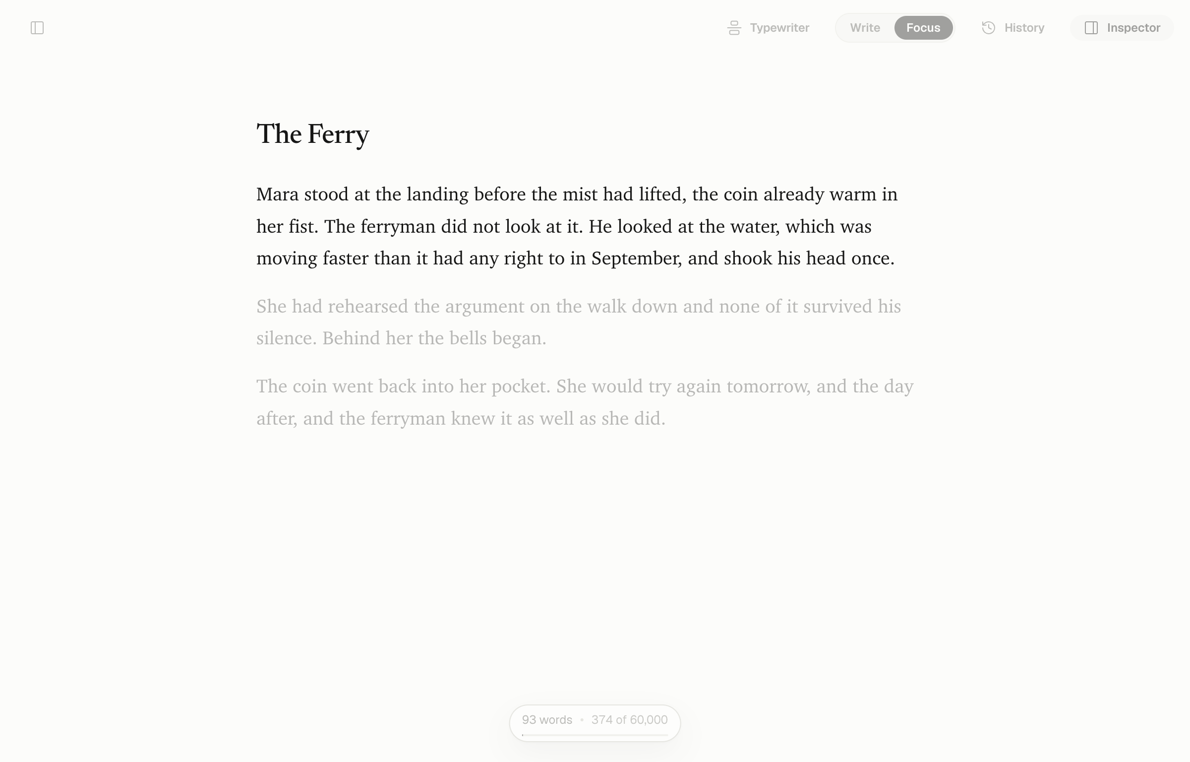 Focus mode: only the page, nothing else